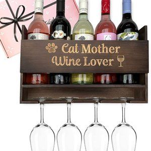 Cat mother wine lover wine rack